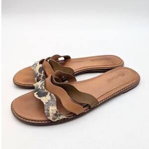 Madewell The Wave Slide Sandal Colorblock Snake Embossed Leather Size US8 EU38.5